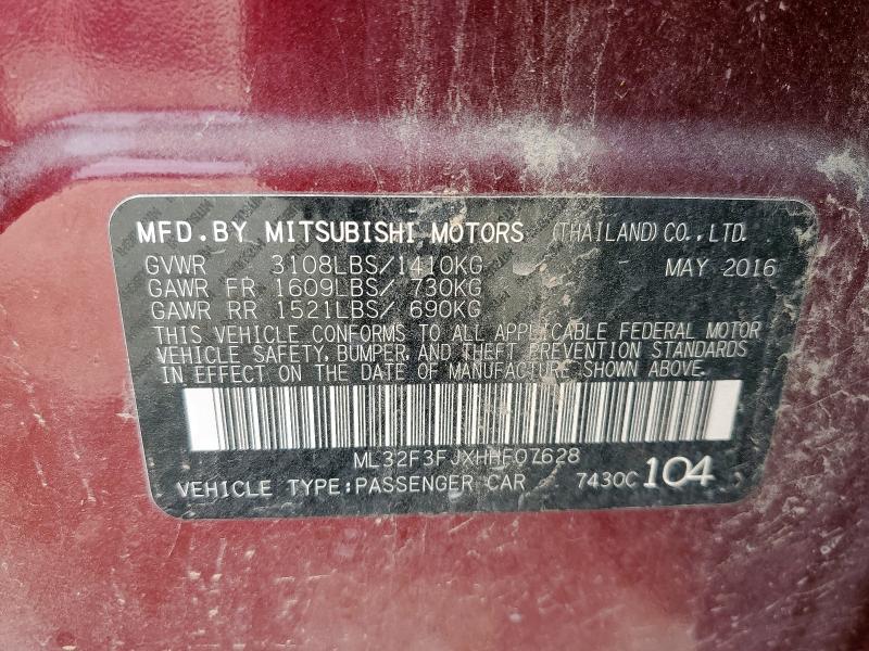 2017 MITSUBISHI MIRAGE G4 ML32F3FJXHHF07628