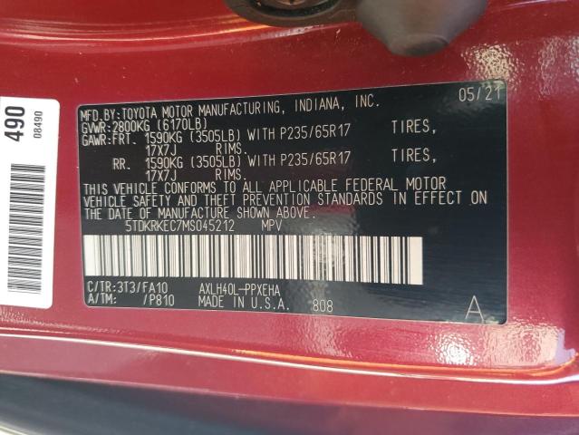 2021 TOYOTA SIENNA LE 5TDKRKEC7MS045212