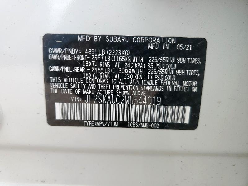 2021 SUBARU FORESTER L JF2SKAUC2MH544019