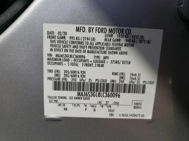 2020 FORD ECOSPORT S MAJ6S3GL8LC360096