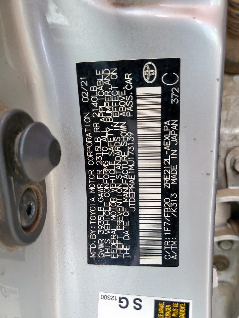 2021 TOYOTA COROLLA LE JTDEPMAE1MJ173139
