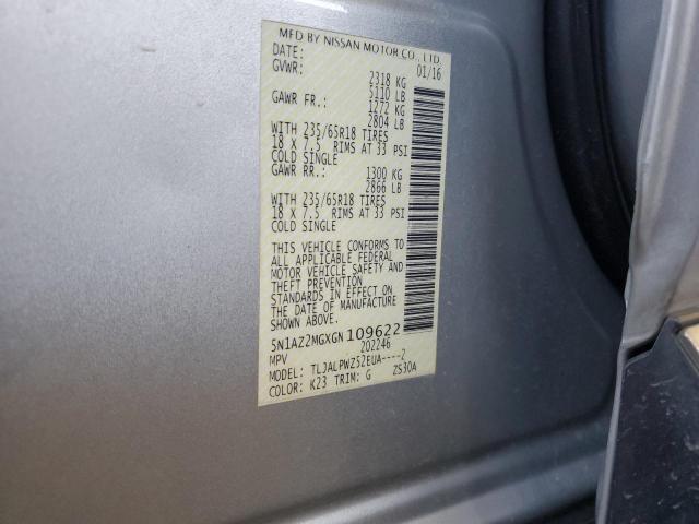 2016 NISSAN MURANO S 5N1AZ2MGXGN109622