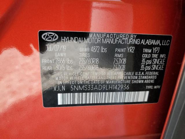 2020 HYUNDAI SANTA FE SEL 5NMS33AD9LH142936