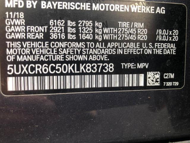 2019 BMW X5 XDRIVE4 5UXCR6C50KLK83738