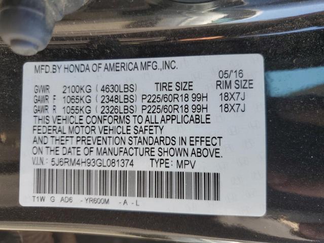 2016 HONDA CR-V TOURI 5J6RM4H93GL081374