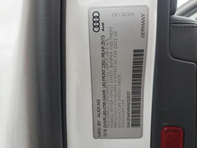 2019 AUDI A4 PREMIUM WAUENAF46KA033537