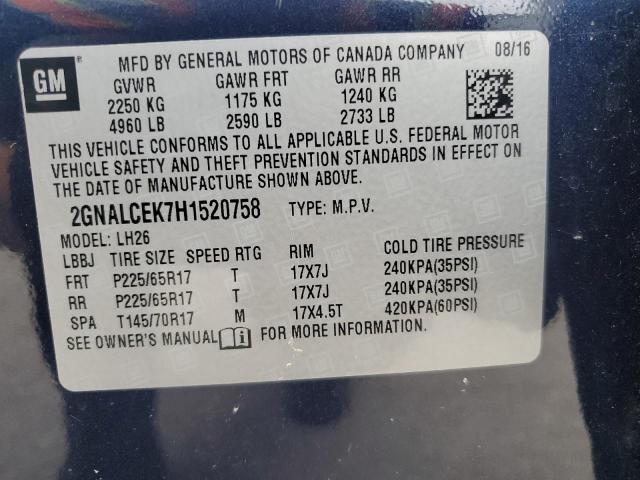 2017 CHEVROLET EQUINOX LT - 2GNALCEK7H1520758