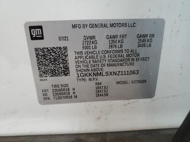 2022 GMC ACADIA SLT 1GKKNMLSXNZ111063