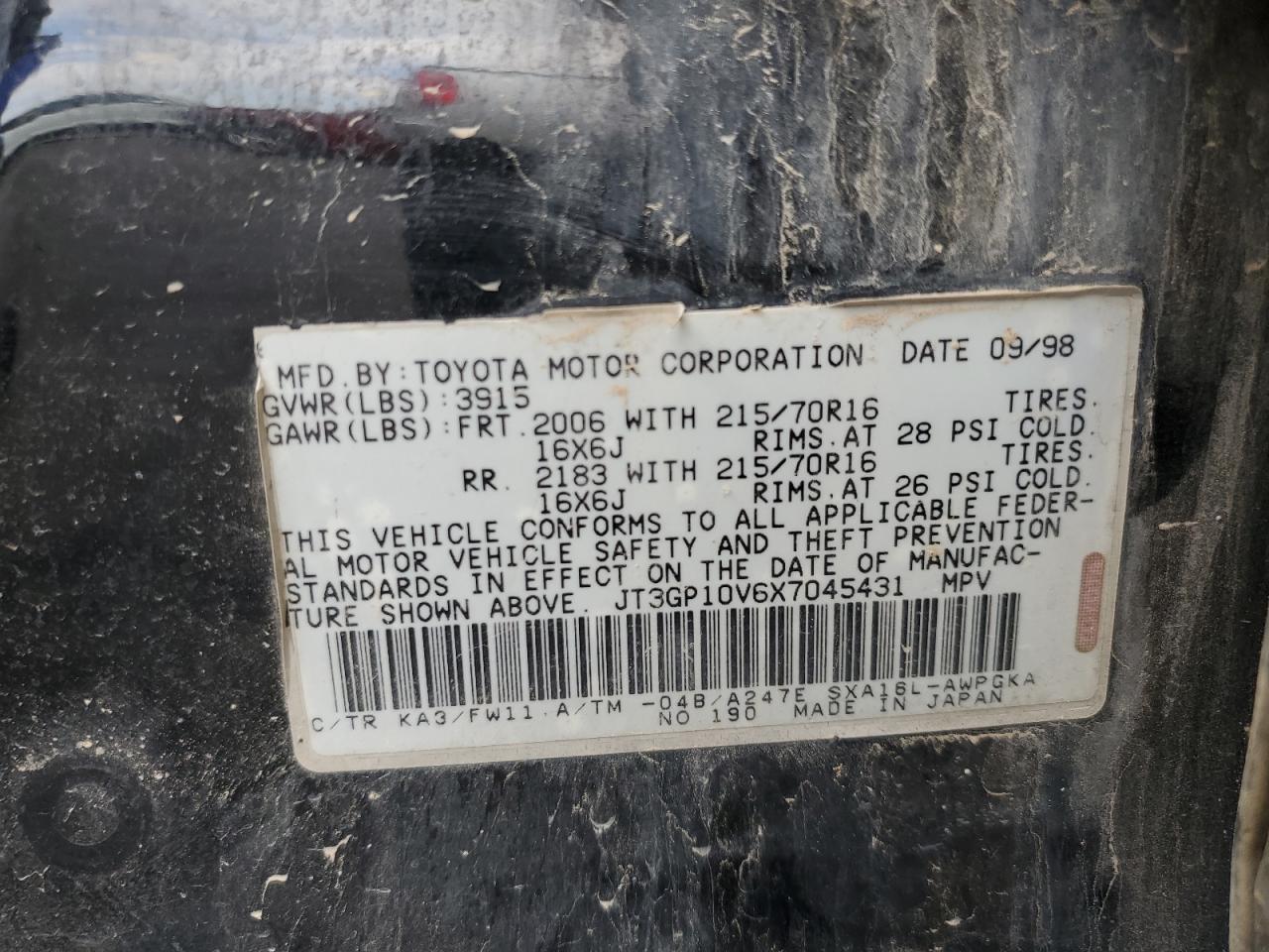 Lot #3284183538 1999 TOYOTA RAV4