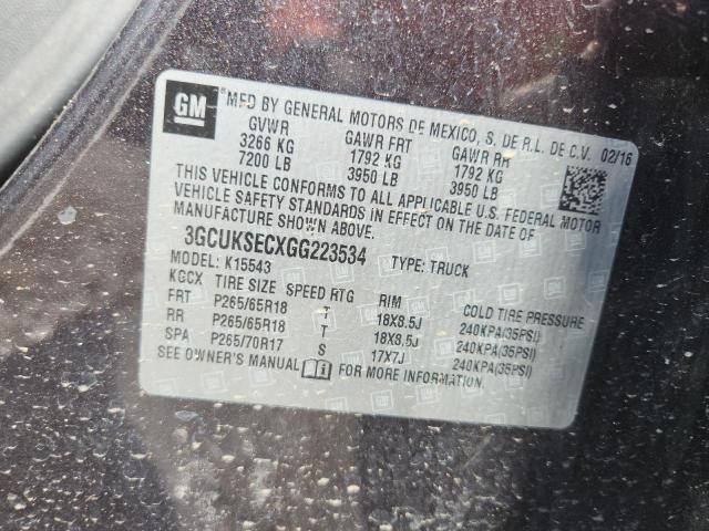 2016 CHEVROLET SILVERADO 3GCUKSECXGG223534