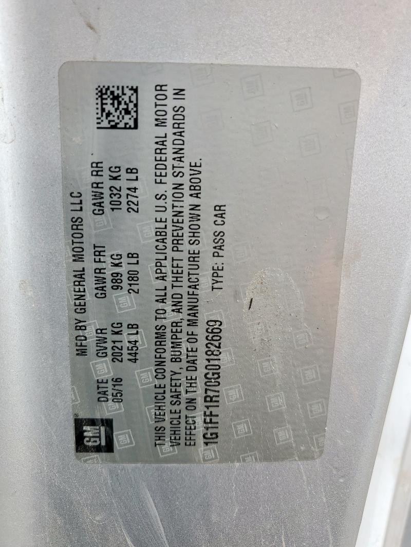 2016 CHEVROLET CAMARO SS 1G1FF1R70G0182669