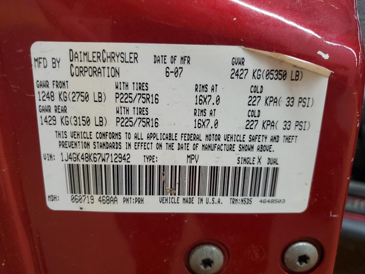 Lot #3311571260 2007 JEEP LIBERTY SPORT