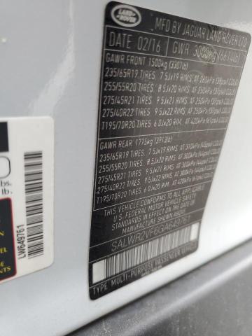 2016 LAND ROVER RANGE ROVE SALWR2VF6GA649761