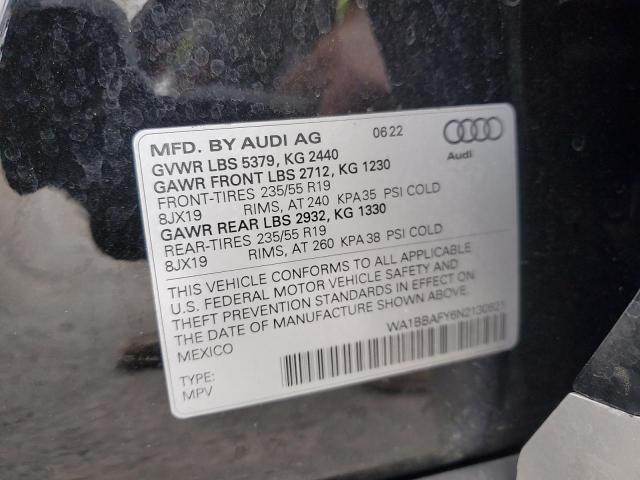 2022 AUDI Q5 PREMIUM WA1BBAFY6N2130621