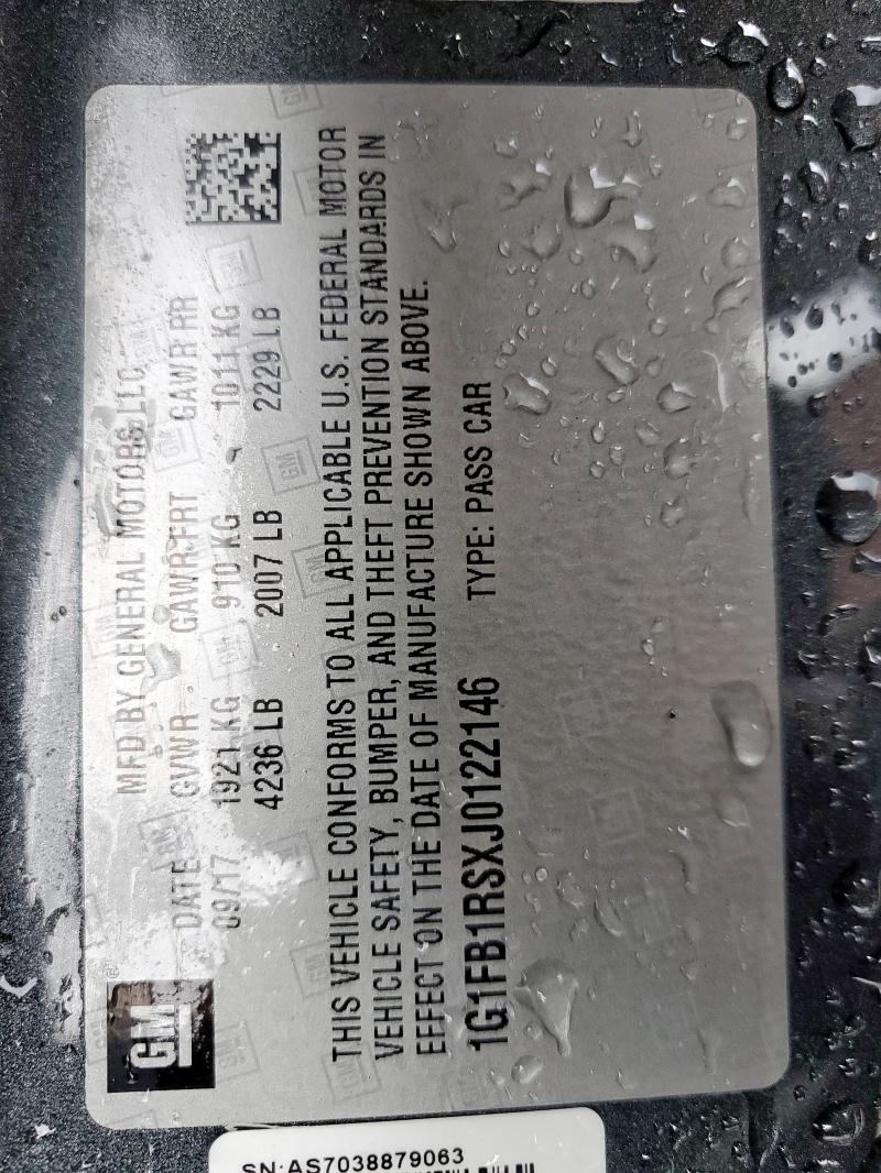 2018 CHEVROLET CAMARO LT 1G1FB1RSXJ0122146