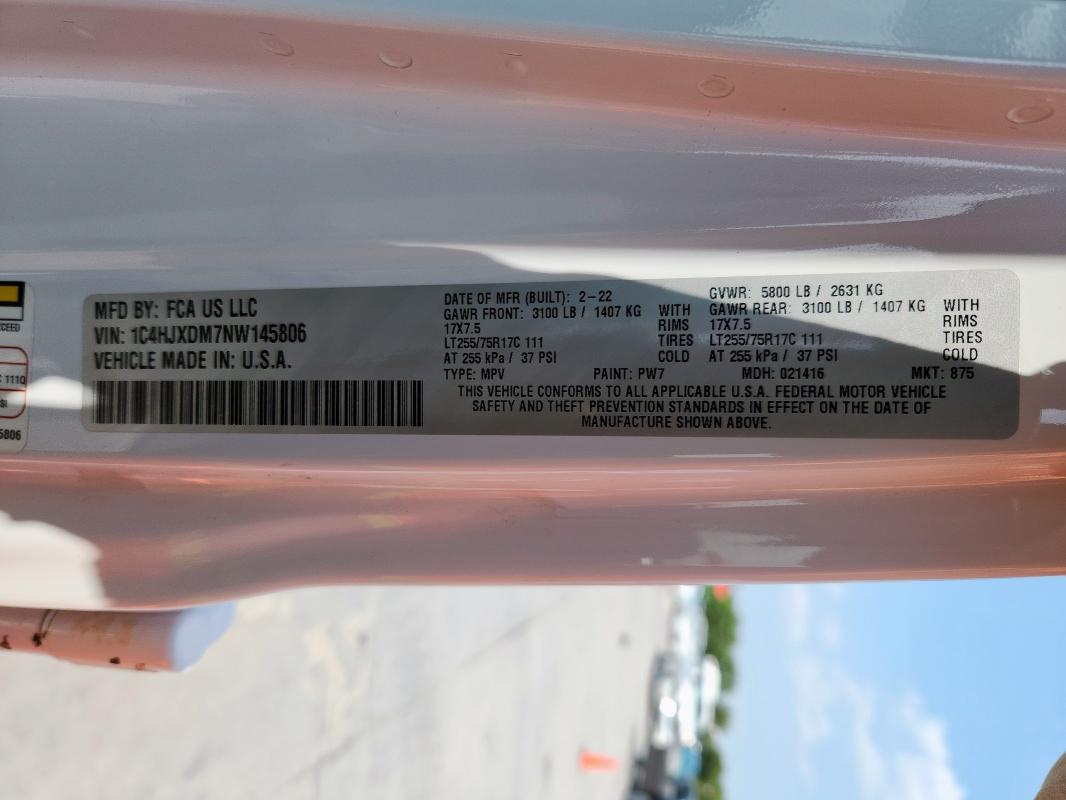 2022 JEEP WRANGLER U 1C4HJXDM7NW145806