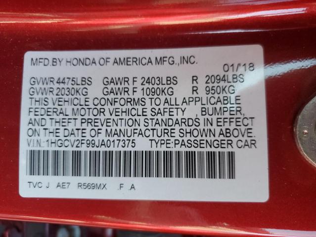 2018 HONDA ACCORD TOURING 1HGCV2F99JA017375