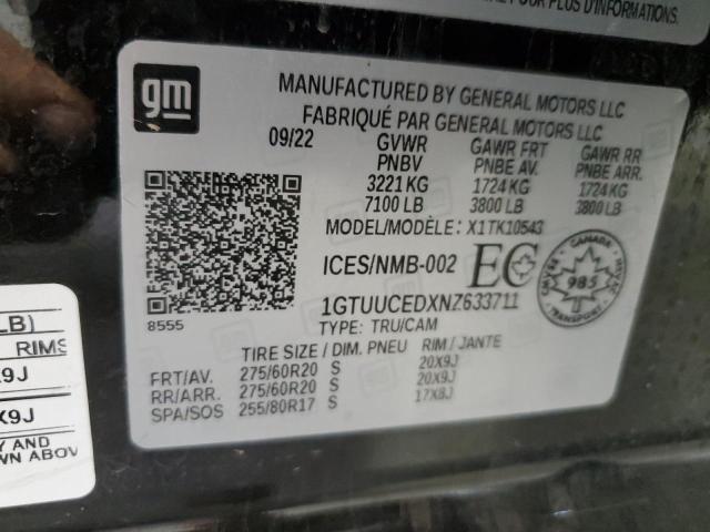 2022 GMC SIERRA K1500 ELEVATION 1GTUUCEDXNZ633711