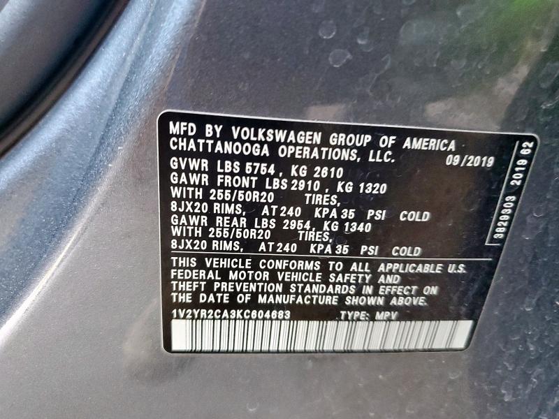 2019 VOLKSWAGEN ATLAS SE 1V2YR2CA3KC604683