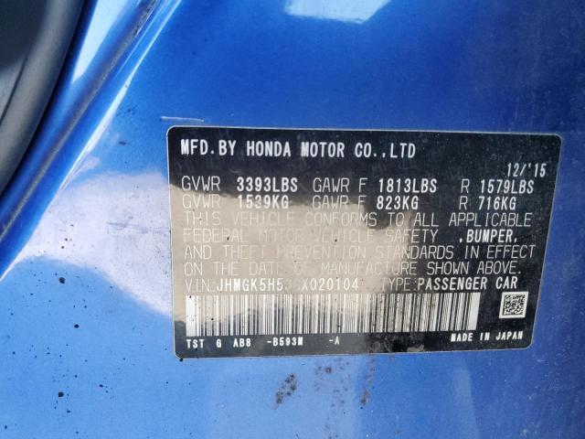 2016 HONDA FIT LX JHMGK5H53GX020104