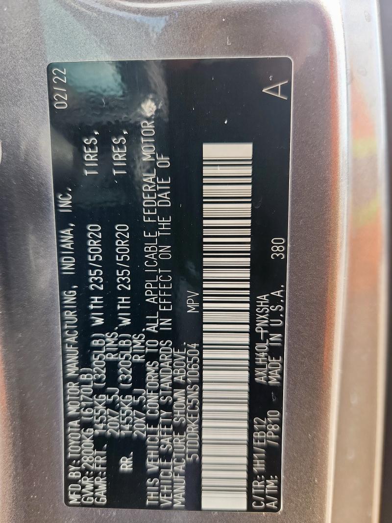2022 TOYOTA SIENNA XSE - 5TDDRKEC5NS106504