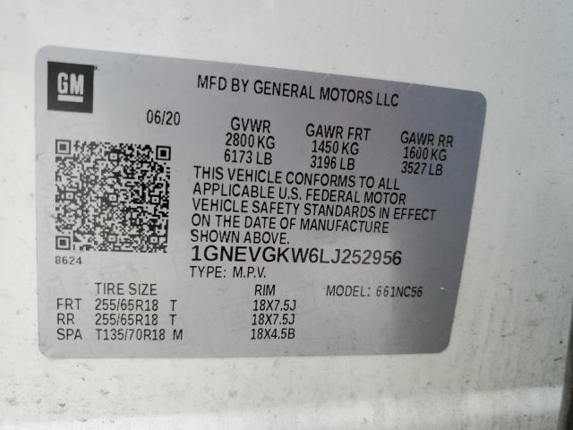 2020 CHEVROLET TRAVERSE L 1GNEVGKW6LJ252956