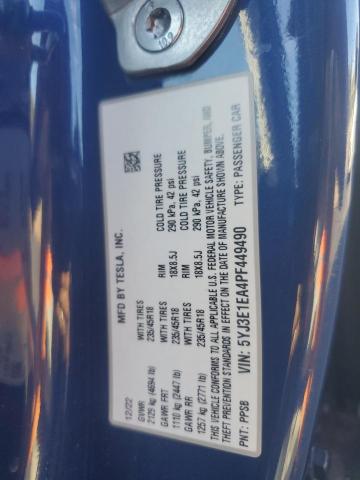 2023 TESLA MODEL 3 5YJ3E1EA4PF449490