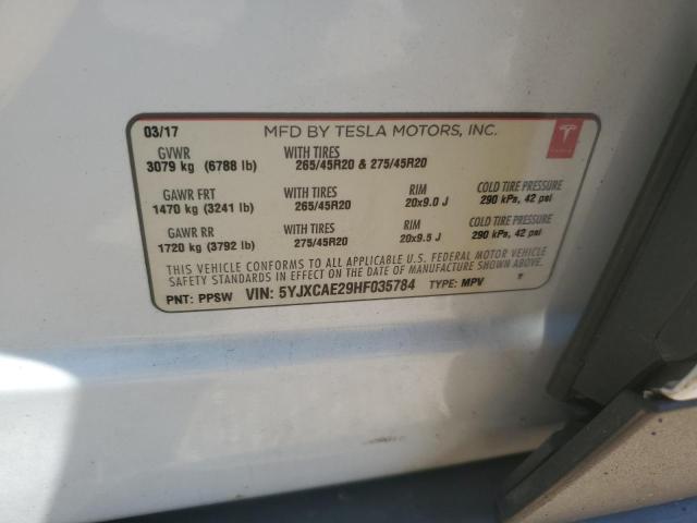 2017 TESLA MODEL X - 5YJXCAE29HF035784
