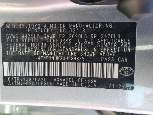 2018 TOYOTA CAMRY L - 4T1B11HK3JU589875