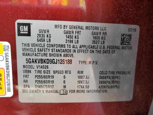 2016 BUICK ENCLAVE 5GAKVBKD9GJ126188