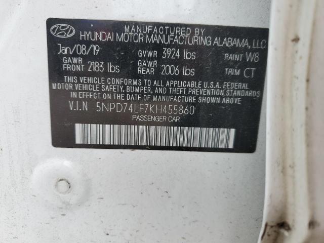2019 HYUNDAI ELANTRA SE 5NPD74LF7KH455860
