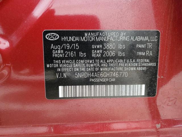 2016 HYUNDAI ELANTRA SE 5NPDH4AE6GH746770