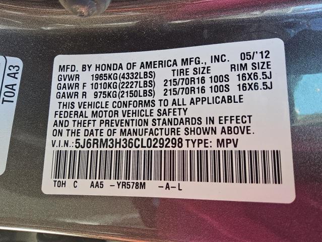 2012 HONDA CR-V LX - 5J6RM3H36CL029298