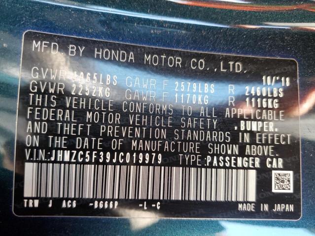 2018 HONDA CLARITY TO JHMZC5F39JC019979