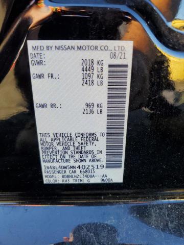 2021 NISSAN ALTIMA SV 1N4BL4DW5MN402519