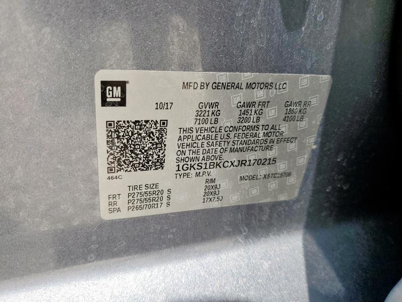2018 GMC YUKON SLT 1GKS1BKCXJR170215