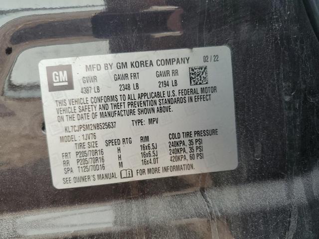 2022 CHEVROLET TRAX 1LT KL7CJPSM2NB525637