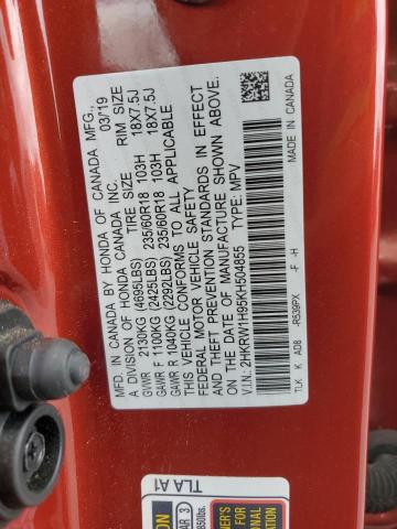 2019 HONDA CR-V TOURI - 2HKRW1H95KH504855