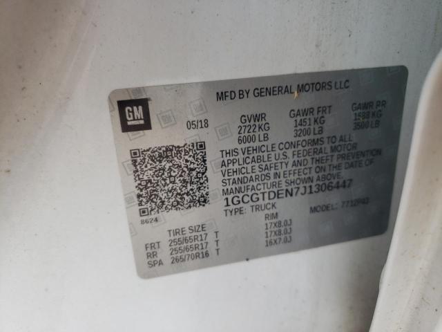 2018 CHEVROLET COLORADO Z - 1GCGTDEN7J1306447