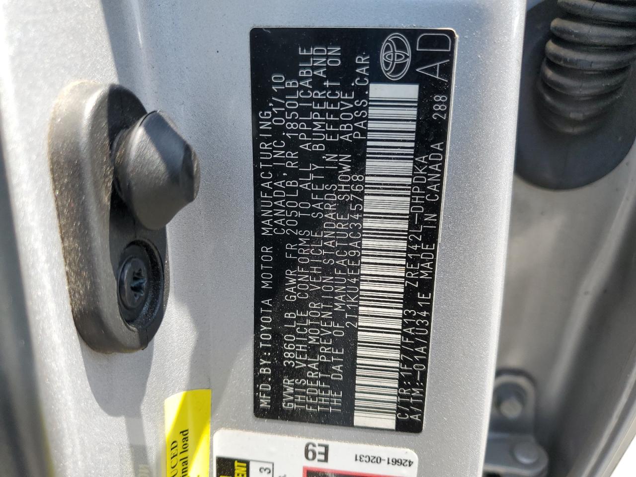 Lot #3311723246 2010 TOYOTA COROLLA MA