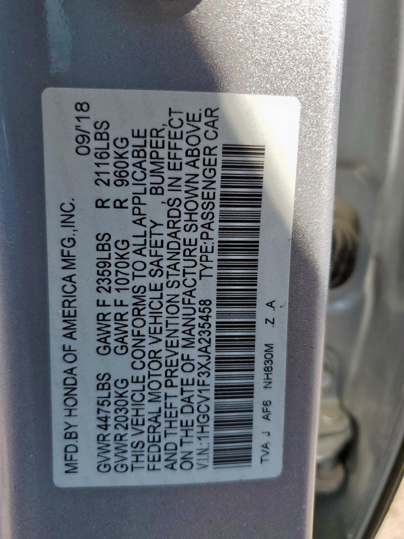 2018 HONDA ACCORD SPO 1HGCV1F3XJA235458
