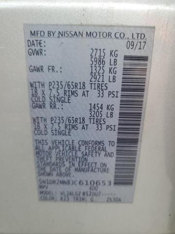 2018 NISSAN PATHFINDER 5N1DR2MN8JC610653