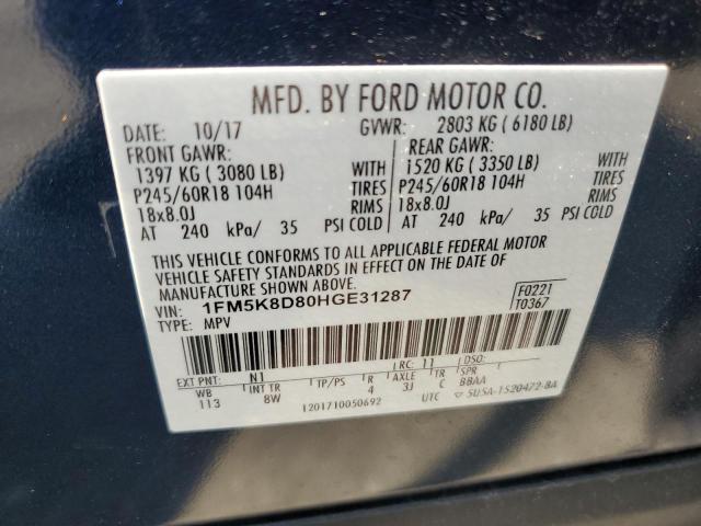 2017 FORD EXPLORER X 1FM5K8D80HGE31287