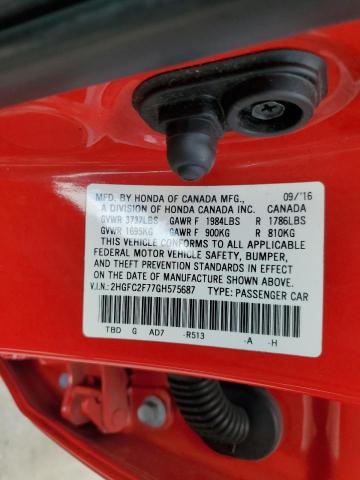 2016 HONDA CIVIC EX 2HGFC2F77GH575687