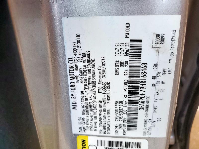 2017 FORD FUSION SE - 3FA6P0H79HR168468