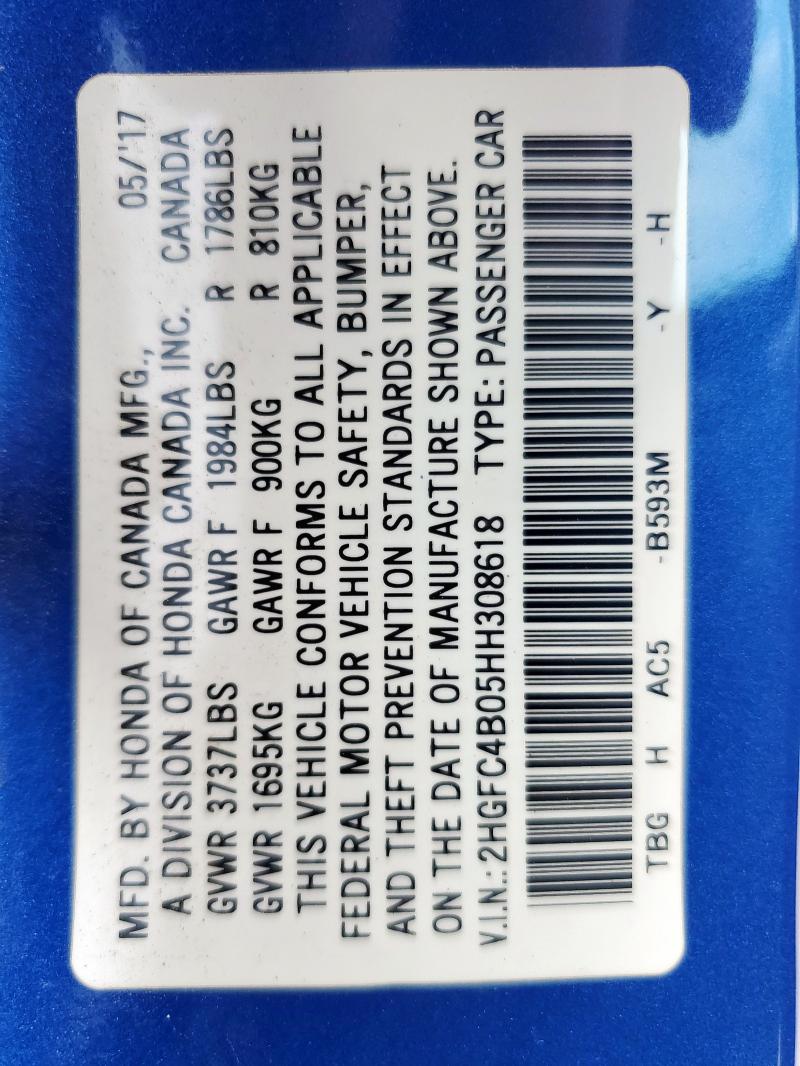 2017 HONDA CIVIC LX - 2HGFC4B05HH308618