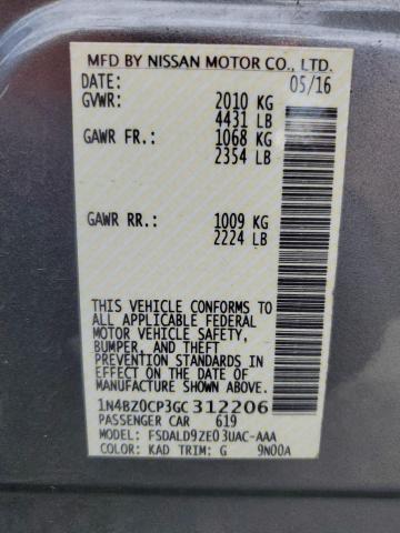 2016 NISSAN LEAF SV 1N4BZ0CP3GC312206