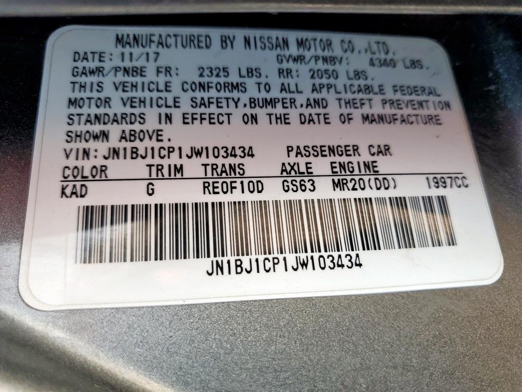 2018 NISSAN ROGUE SPOR JN1BJ1CP1JW103434
