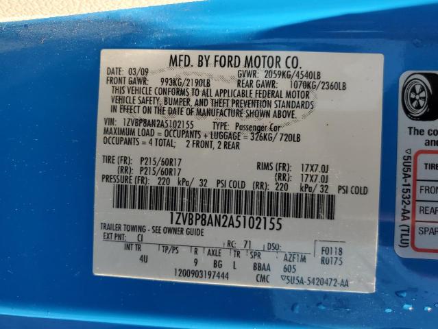 2010 FORD MUSTANG - 1ZVBP8AN2A5102155