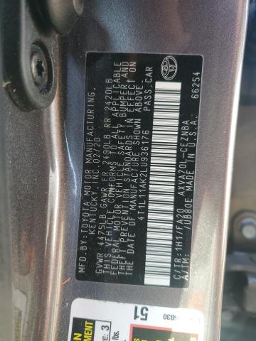 2020 TOYOTA CAMRY LE 4T1L11AK2LU936176
